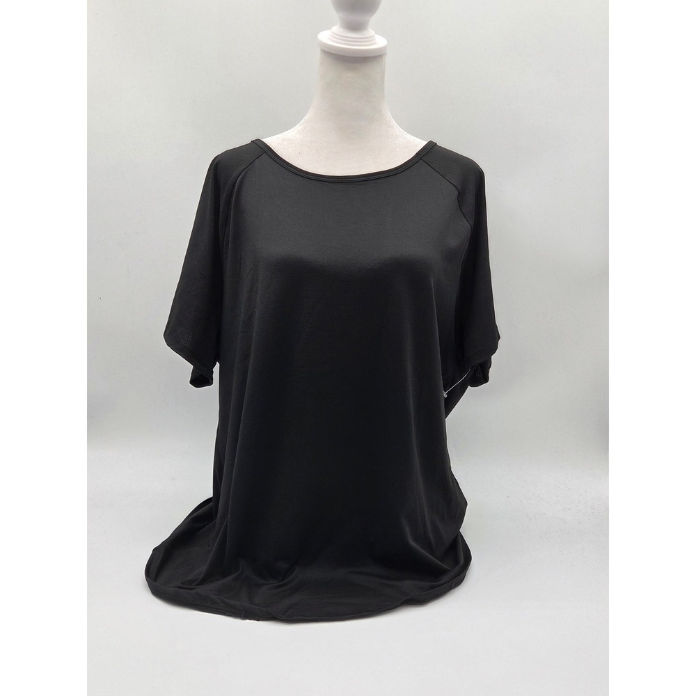 Yogalicious Lux Tessatee Women's XL Black Mesh Back Activewear Top 101-316